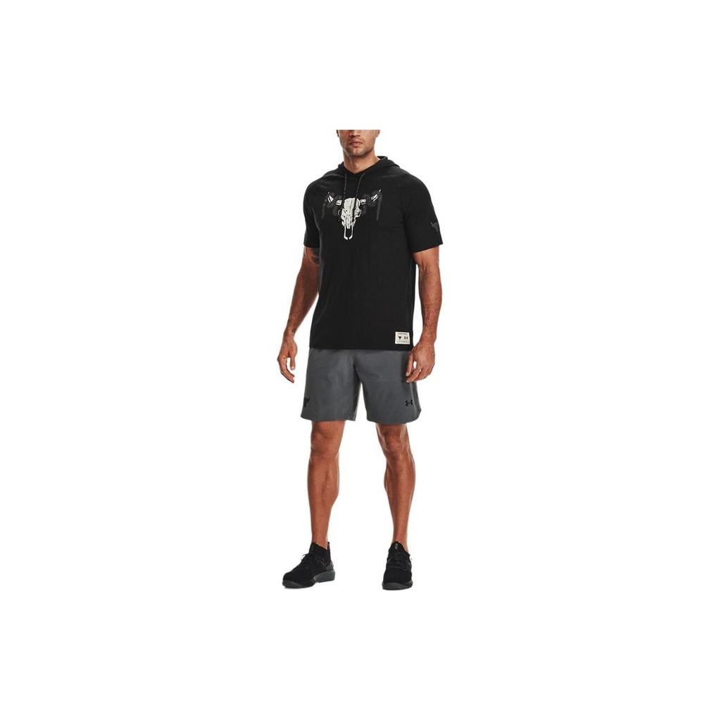 Under Armour Футболка мужская Johnson Series American Vintage с принтом головы быка, повседневная, спортивная, с капюшоном, с коротким рукавом, черная 1361719-001