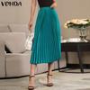 VONDA Женская мода однотонные плиссированные облегающие юбки А-силуэта
