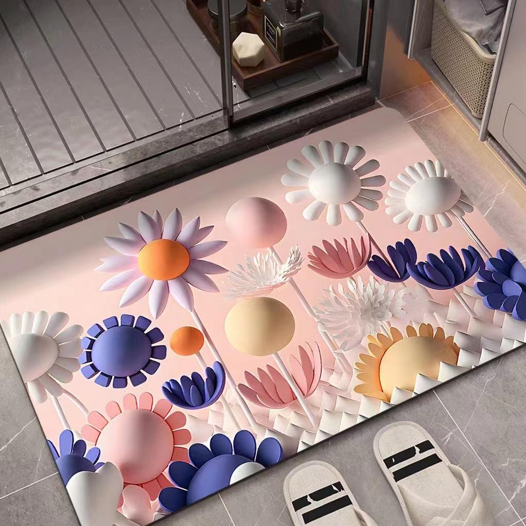 Коврик для ванной из диатомита, напечатанный на 3D-принтере, быстросохнущий, нескользящий, впитывающий воду ковер для ванной комнаты