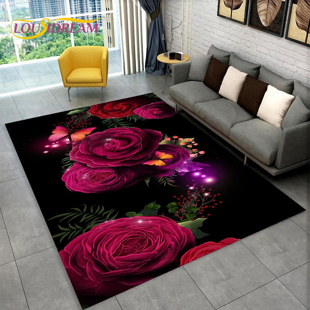 3D Nordic Luxury Flower Floral Area Rug Large, ковер для дома, гостиной, спальни, дивана, коврика для двери, декора, детские нескользящие коврики
