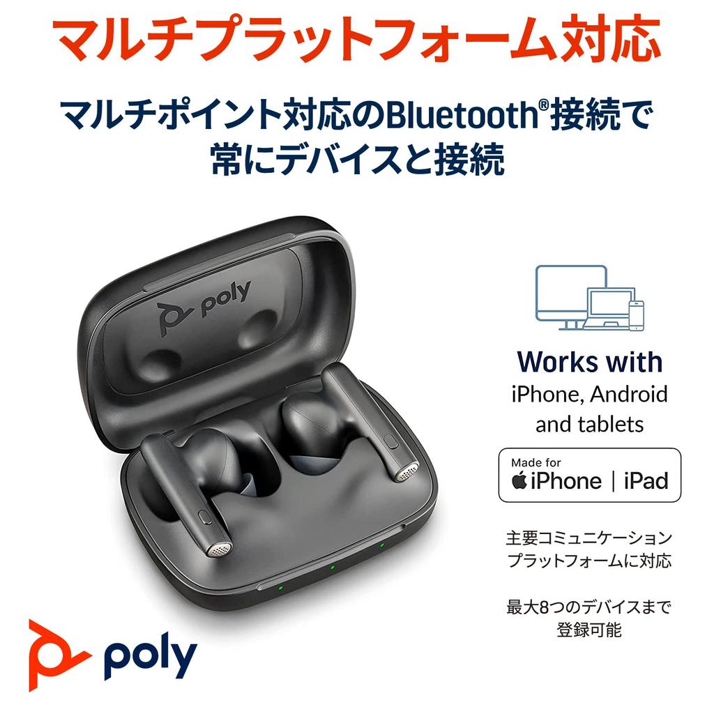 Poly Voyager Free 60 полностью беспроводная гарнитура с активным шумоподавлением портативный зарядный чехол совместим с iPhone Android PC Mac Zoom Teams 2 года