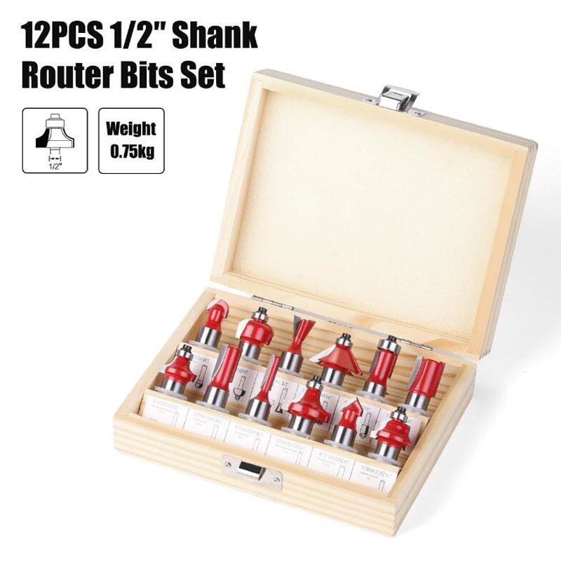 Обрезной прямой фрезерный станок по дереву, карбид вольфрама, резка, деревообработка, обрезка стержневого ящика, набор фрез с хвостовиком 1/2 дюйма