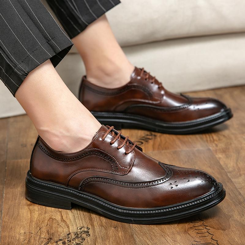 Весна Осень Новые Модные Мужские Ботинки На Шнуровке Из Натуральной Кожи Повседневные Туфли Для Работы Офиса Уличная Обувь Бренды Мужские Свадебные Туфли