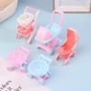 1/12 Dollhouse Simulation Mini Supermarket Shopping Cart Baby Trolley Shopping Basket Model Dollhouse Decoration Accessories