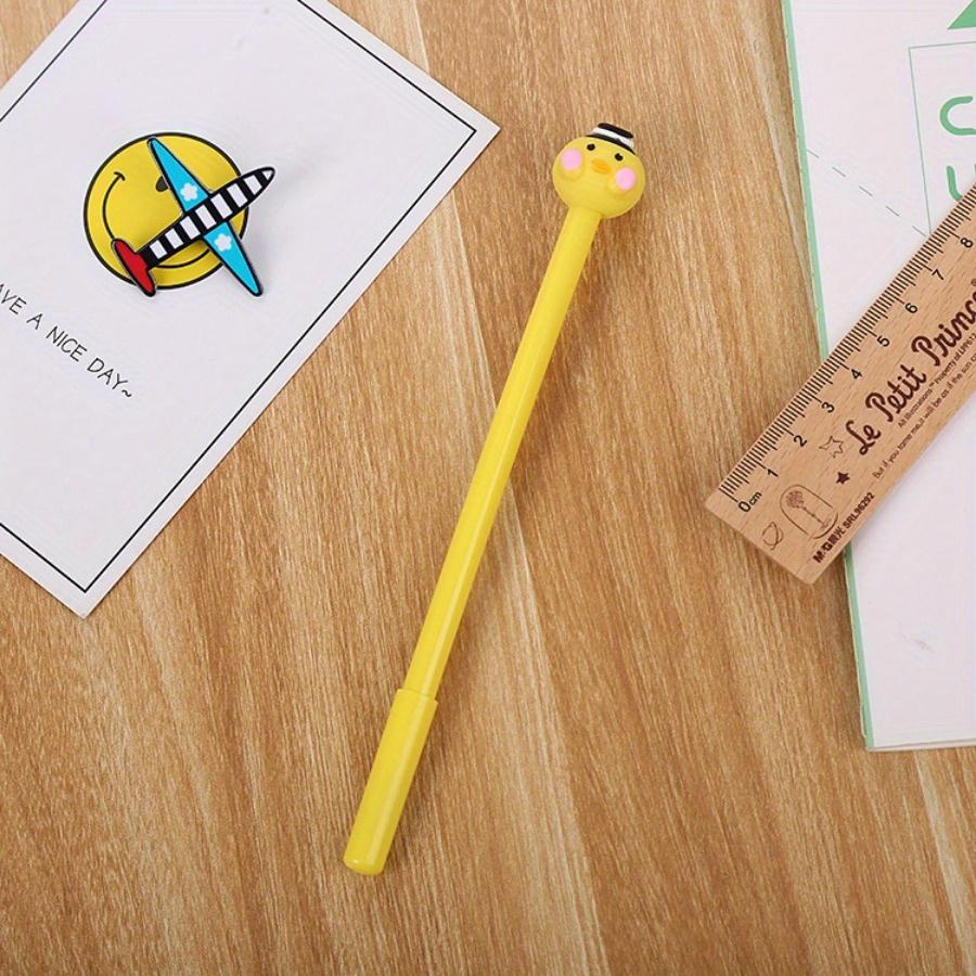 Back To School Season 10pcs 0.5mm Creative Cartoon Silicone Head Duck Gel Pen Fresh Office Signature Pen Cute Learning Stationery Water-based Pen