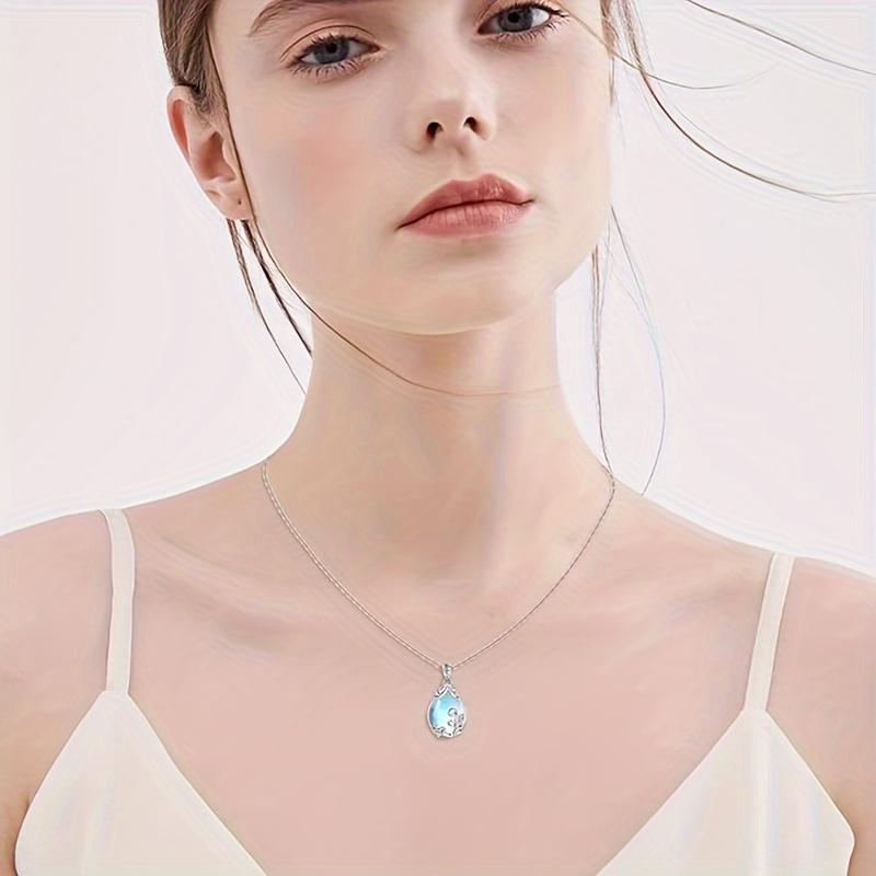 Elegant moonstone teardrop pendant necklace suitable for daily wear and as a gift