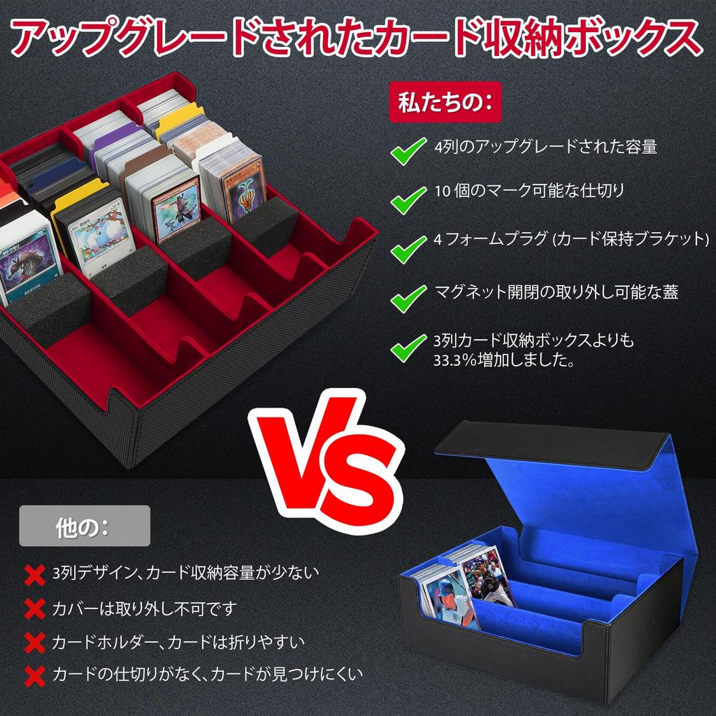 Чехол для карт AOBOPLE, большая емкость, 2800 коробок для хранения карт, горизонтальный, 4 ряда, из искусственной кожи, магнитный чехол для хранения карт, раздельный стиль для торговых карт