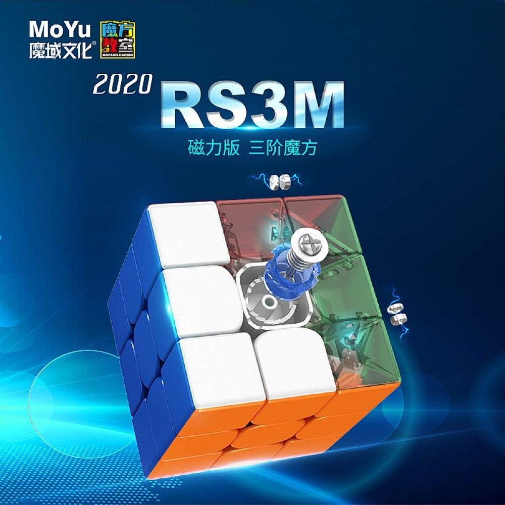MoYu RS3M Magic Magnetic Brain Adjustable Turning Professional 3x3 Cube, Stabilization, Sticker-Free, Training, Smooth, Grade,