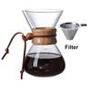 Filter Pot Stainless Steel Coffee Pot Glass with Fliter Tea Kettle Wooden Handle High-Temperature Resistant Coffeeware Home