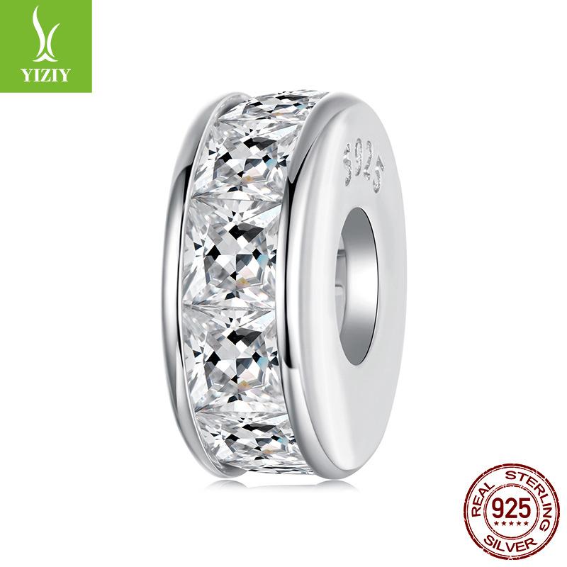 Princess Square Shine Silicone Positioning Bracelet Bead Separator Classic Versatile S925 Sterling Silver Beads