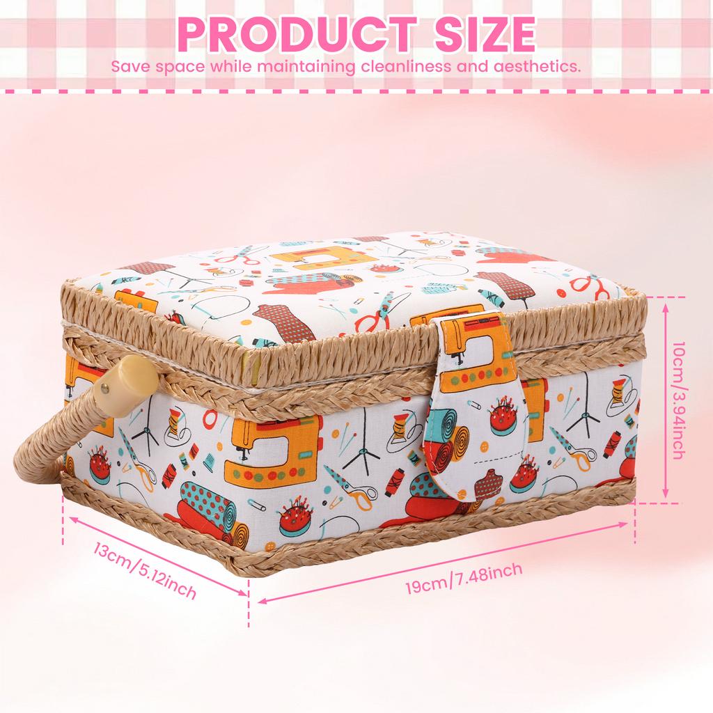 Sewing Basket Large Capacity Sewing Basket Organizer with Inside Pocket Multifunctional Sewing Supplies Basket for Needles