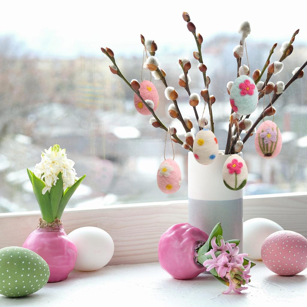 Набор пасхальных яиц, имитация шерсти, войлока, пенопластового яйца, украшение своими руками, венок, пятнистое яйцо, голубиное яйцо