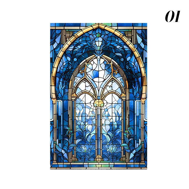 Ретро Арт-стекло Пленка Европейский стиль Витраж Церковное искусство Приватность Окна Наклейки Непрозрачный Отель Клуб Веранда Окно Декор Пленка