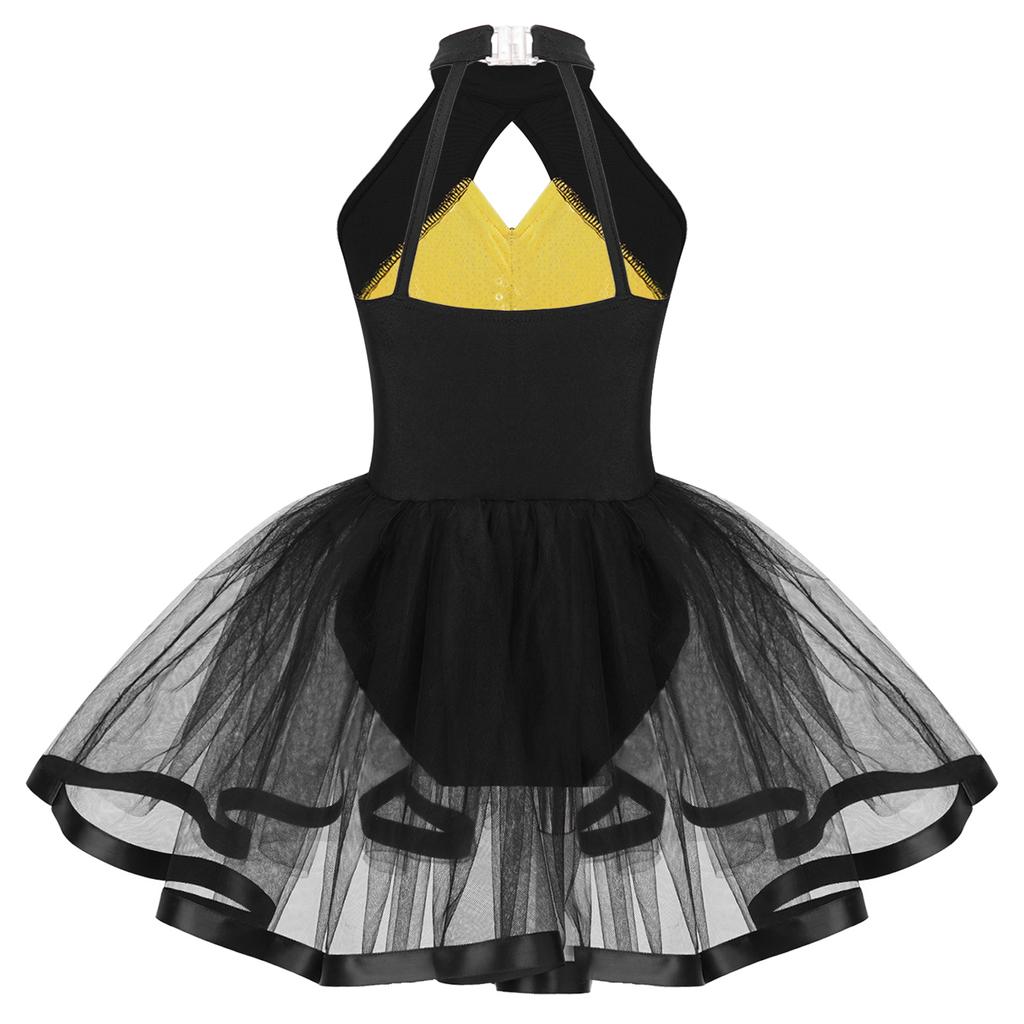 Детское балетное платье-пачка с блестками для девочек, гимнастическое трико с лямкой на шее, современный костюм для латинских джазовых танцев