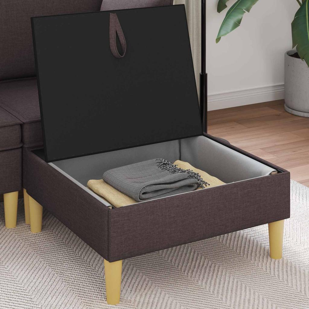 Storage Ottoman with Dark Brown Fabric