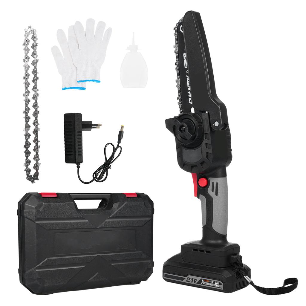 Мини-бензопила 6-дюймовая цепная пила с аккумуляторами 21 В, 2000 мАч Портативная ручная электрическая цепная пила