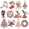 Fashion Christmas Brooch Christmas Tree Shoes Old Man Elk Wreath Snowflake Bell Pin Female