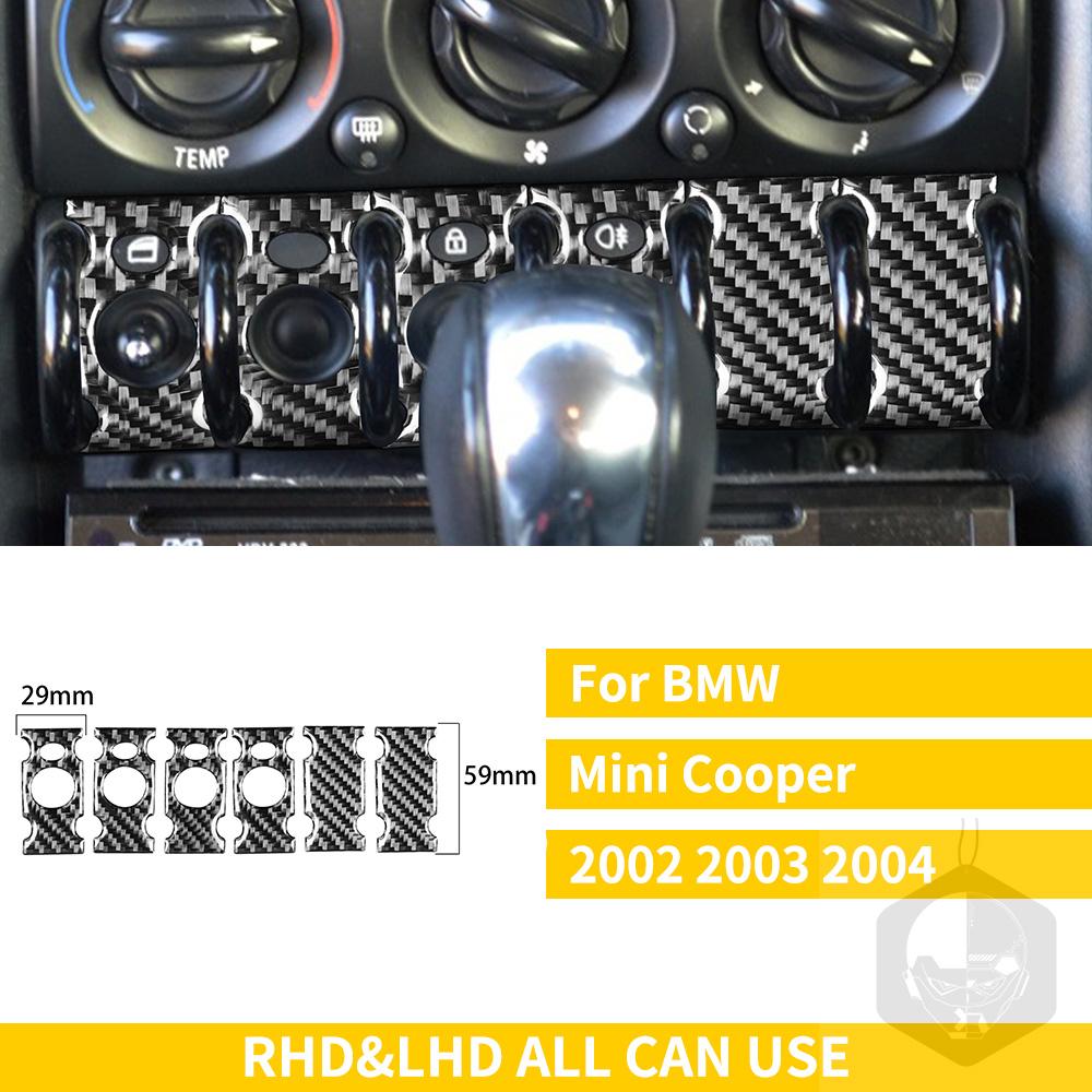Для Mini Cooper Hatch One R50 R53 2002-2004, кнопка управления центральным освещением автомобиля, крышка переключателя подъема окна, наклейка из углеродного волокна 
