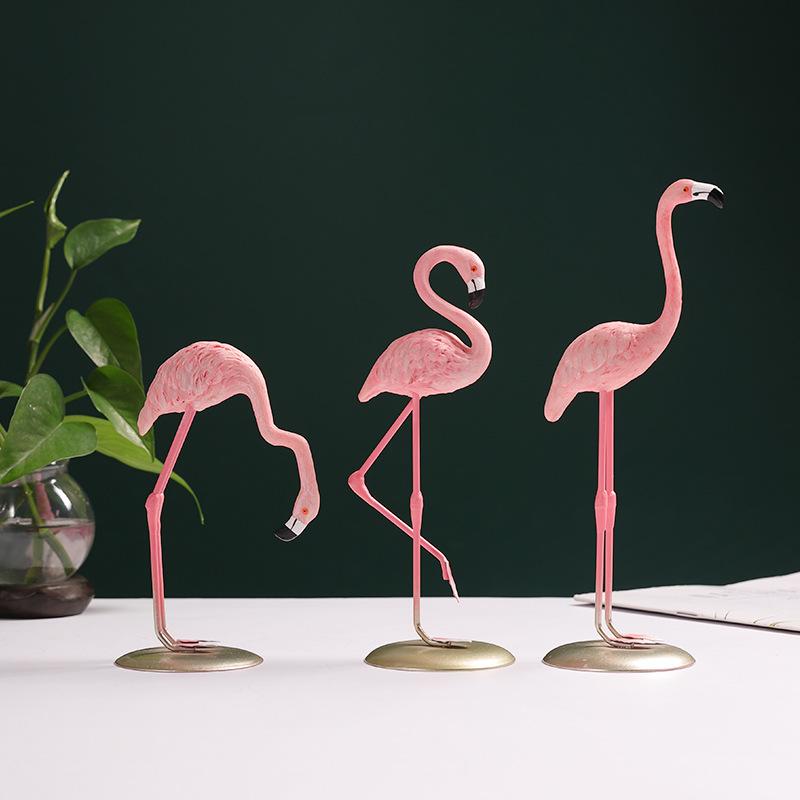 Flamingo Tabletop Decoration Pink Home Shop Decoration Posing Props Resin Crafts