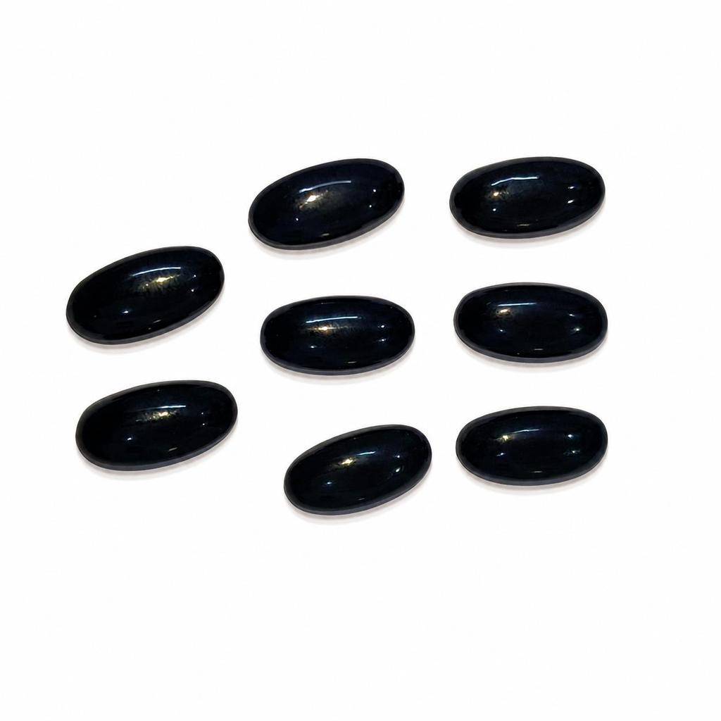 Black Onyx Oval Cabochon Lot of 8, Natural Black Onyx Gemstones, Matching Cabochon Set for Jewelry Making