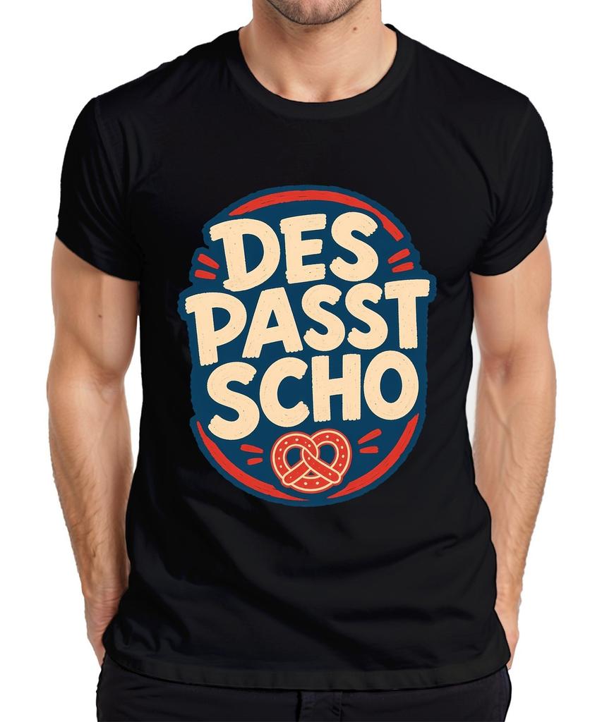 Des Passt Scho Bavaria Oktoberfest Pretzel Funny Lederhosen Dirndl Men's T-Shirt