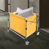 Foldable Commercial Laundry Cart with Wheels, Yellow, 100kg Capacity, Heavy Duty Rolling Hamper, Collapsible Laundry Sorter