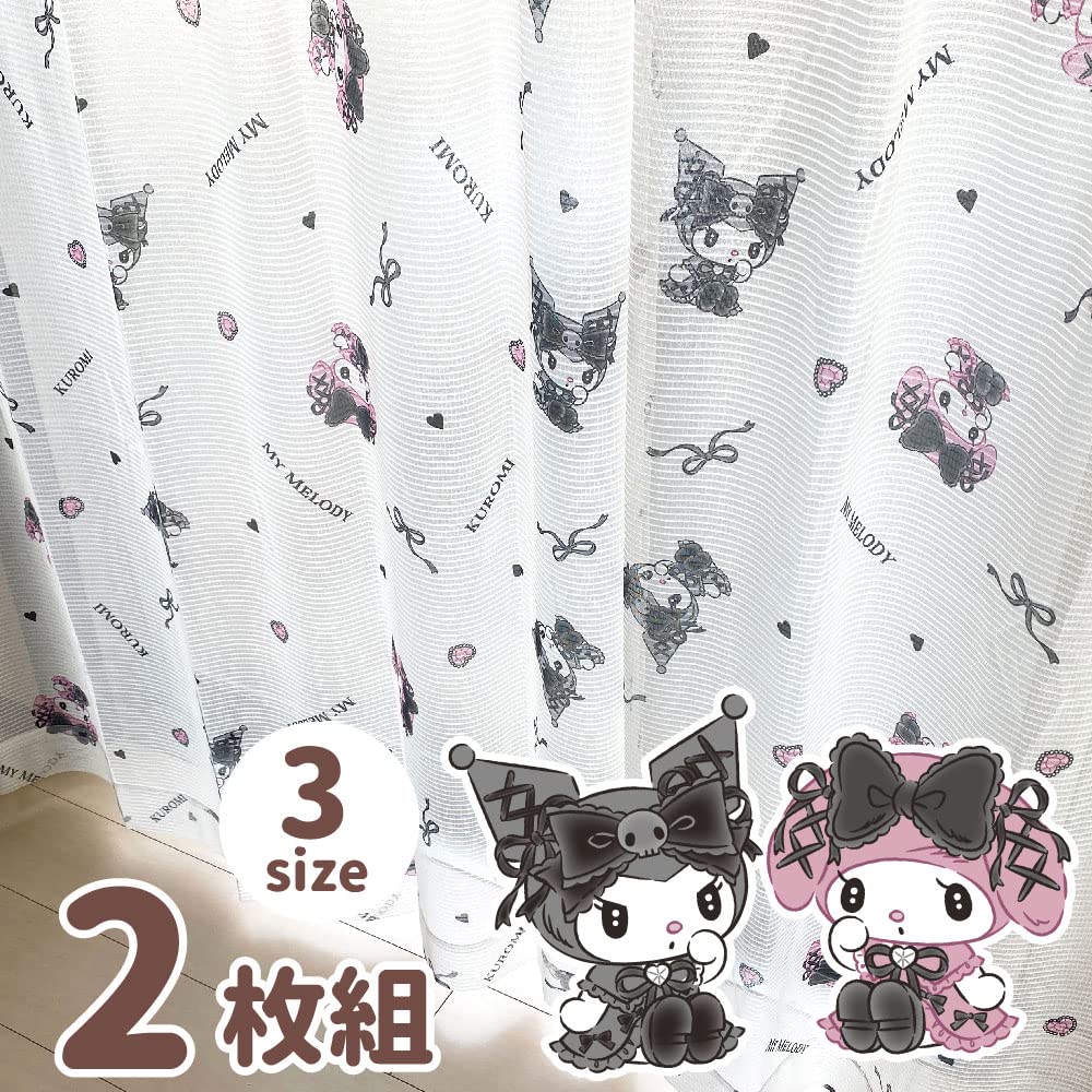 Sanrio Kuromi My Melody Midnight Melody UV Protection Hard To See from the Outside Lace Curtain Width 100 X 176cm Length Set of 2 My Melody Fully