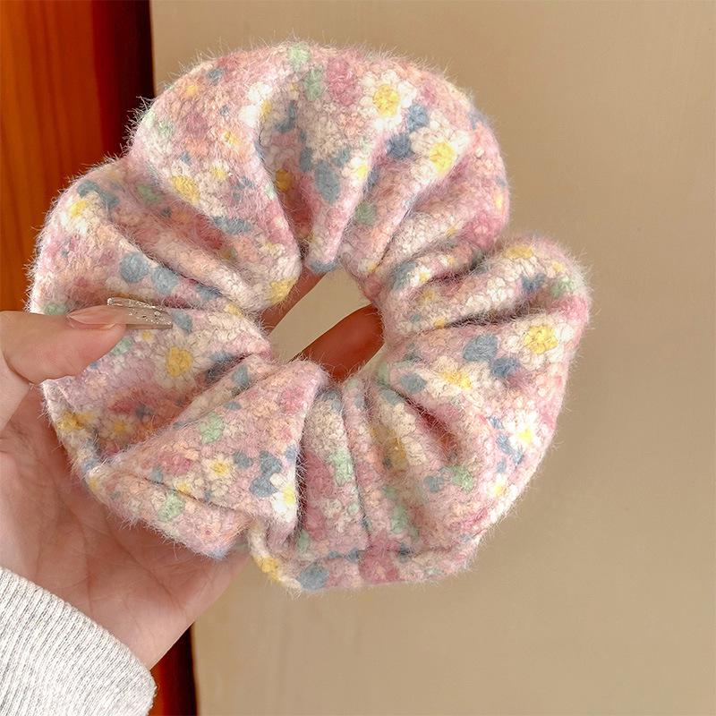 Мягкая плюшевая резинка для волос высокого качества Sweet Girl: Кольцо для волос в виде толстой кишки для женщин - головной убор на осень и зиму