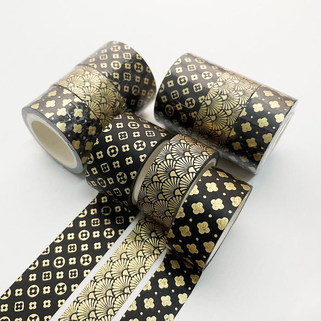 3 шт., набор лент Васи из золотой фольги, 15 мм, 20 мм, мультикамень, звезда, цветочный узор, клейкая маскирующая лента, декоративные наклейки, дневник