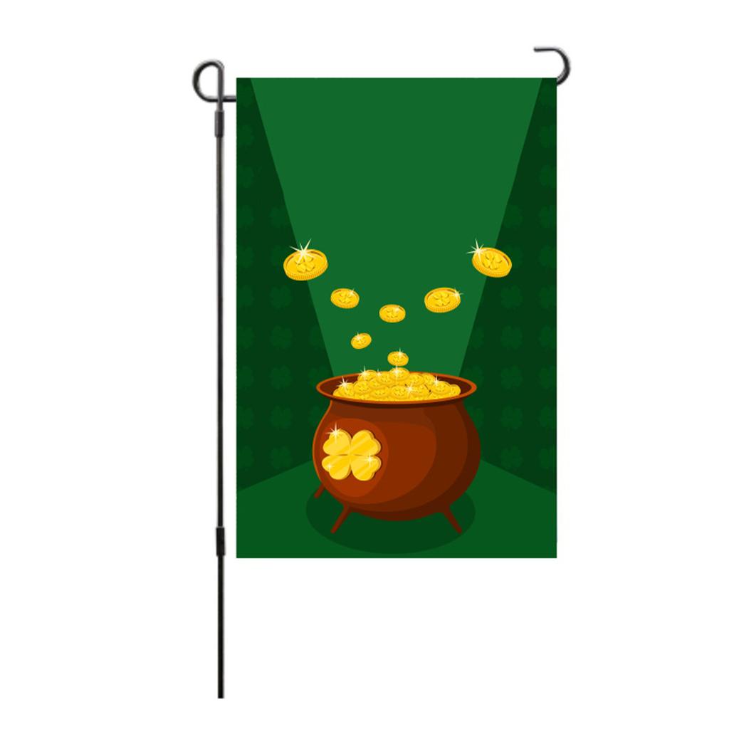 St Patricks Day Flag Double Sided Decorative Machine Washable Irish Garden Flag for Lawn Courtyard P