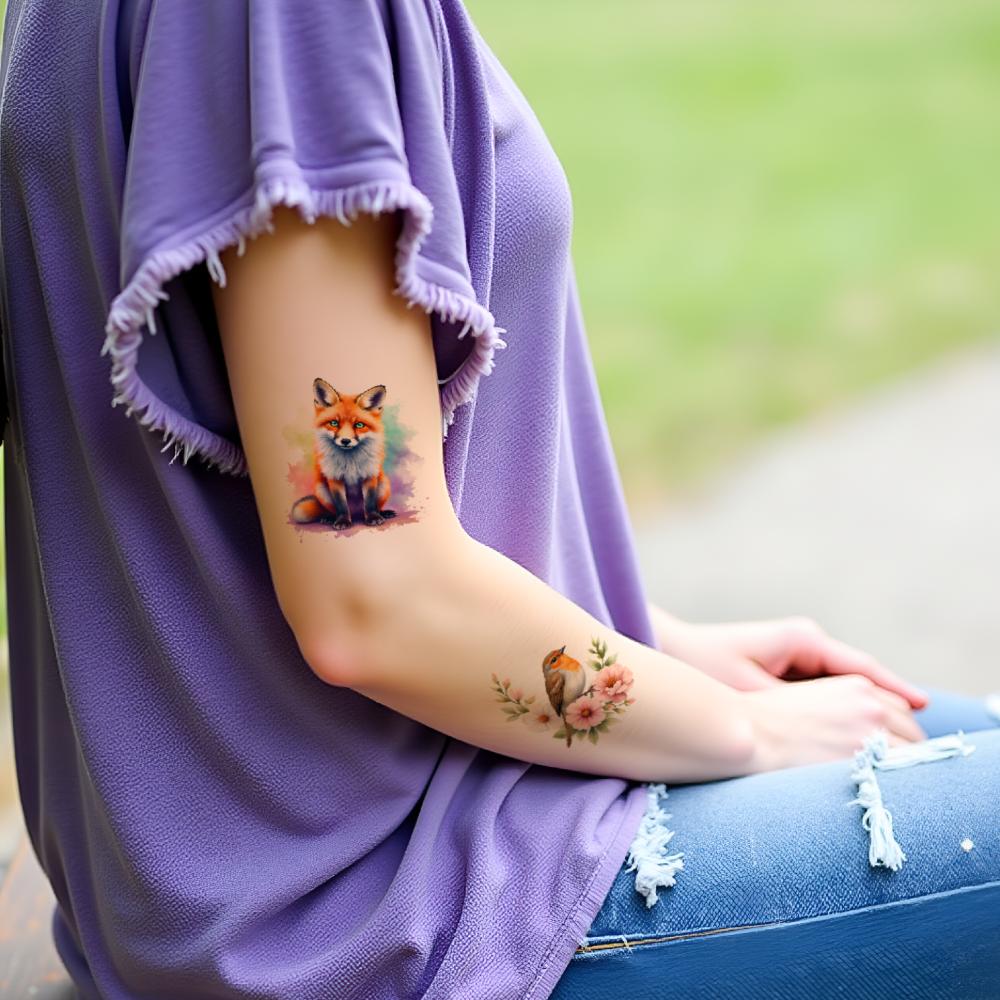 28 шт. Временные татуировки Наклейки с временными татуировками Ежик Единорог Морской конёк Для плеч Рук Девочек