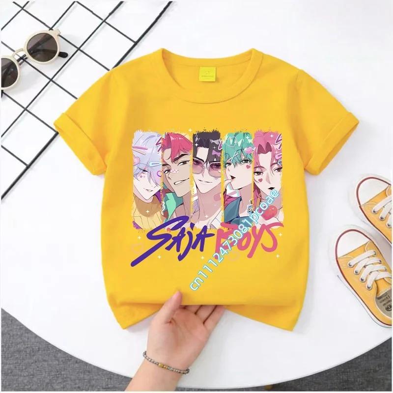 2026 New K-POP Saja Boys Print Short-Sleeved Spring Summer Clothing for Boys and Girls Cute Cotton T-shirt for Boys and Girls