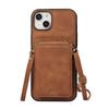 Cards Solt Wallet Holder Leather Case for IPhone 15 14 13 11 Pro Max 12 Mini Plus XS XR X 15Pro 14Pro I15 with Lanyard Bag Cover
