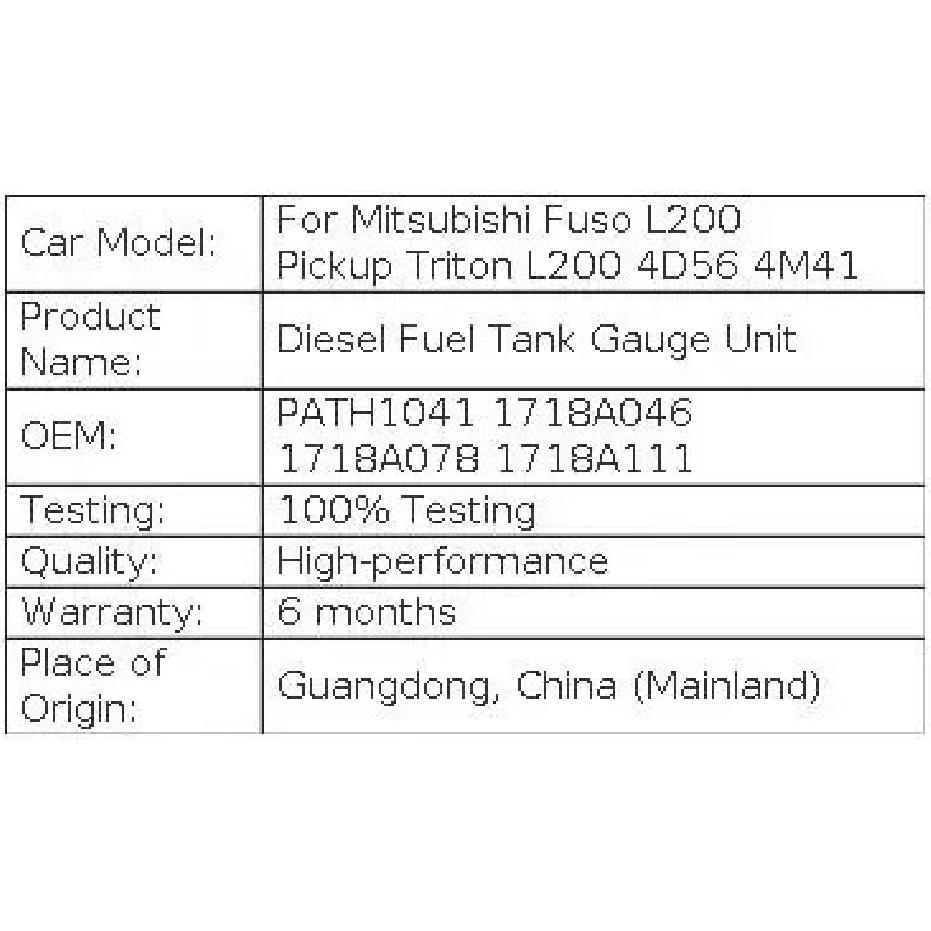 JH Diesel Fuel Tank Gauge Unit For Mitsubishi Fuso L200 Pickup Triton L200 4D56 4M41 PATH1041 1718A046 1718A078 1718A111