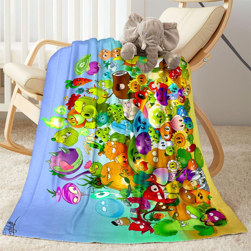 Plants Vs Zombies Adventure Flannel Blanket-Soft and Suitable for Sofas,Beds,Offices,Travel,All Seasons,Great Gift for Holidays and Birthdays.