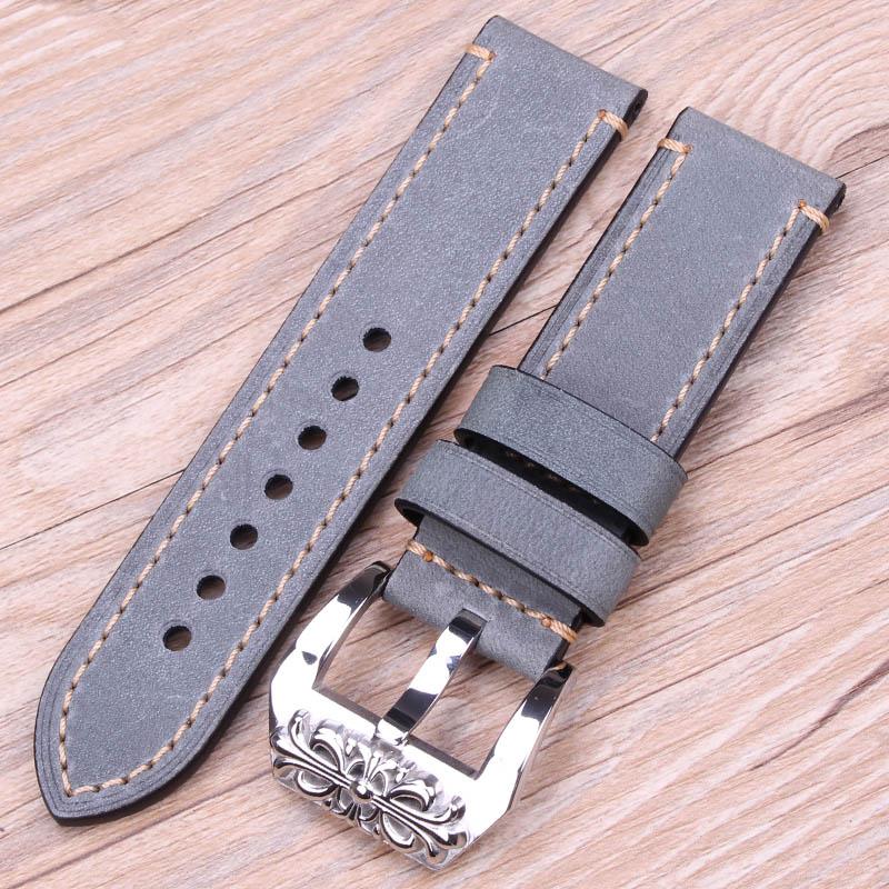 Genuine Leather Watch Band Strap 20mm 22mm 24mm Handmade Watchband 4 Colors Women Men's Thick Bracelet Belt Watches Accessories