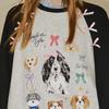 UNIFREE Sweet Dog Print Bow Sweatshirt