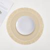 Paper Round Braided Placemat Set of 6 Heat Resistant Place Mat with Tassel Farmhouse Woven Fabric Natural for Dining Table Decor