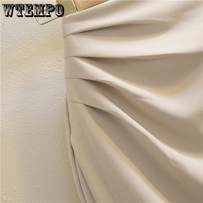 Женская весенне-летняя шикарная нерегулярная плиссированная полуюбка средней длины 2023, простая тонкая юбка на бедрах с высокой талией