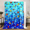 Colorful Fish and Starfish Ocean Pattern print blanket soft and cozy perfect for the living room bed sofa or a nap,gift