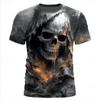 Halloween Skull 3D Printed Women Casual Short-sleeved T-shirt Round Neck Fashion Trend Super Cool Daily Clothing