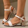 Fashion Briaded Square Heels Sandals Women 2025 Summer New Mix Color Buckle Strap High Heels Sandals Woman Holiday Beach Shoes