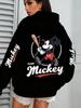 Винтажное худи оверсайз с Микки Маусом Disney для женщин и мужчин, повседневный пуловер, свитшот, уличная одежда, топы с длинным рукавом, весенне-осенняя мода