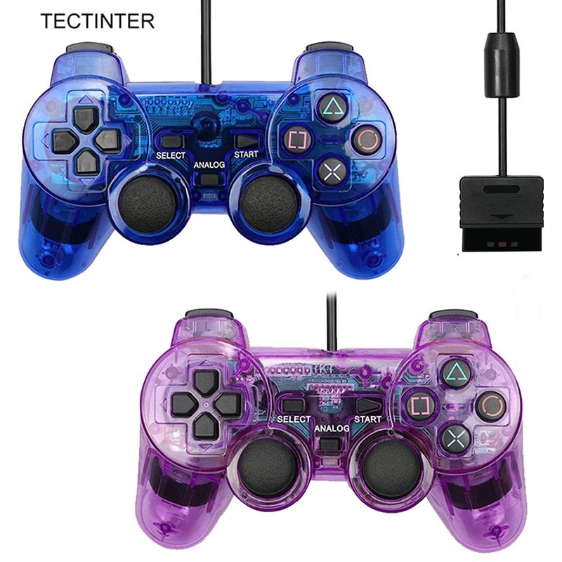 Transparent Color Wired Controller For PS2 /PS1 Console Vibration Joystick Gamepad Joypad For Sony Playstation2 Mando Controller