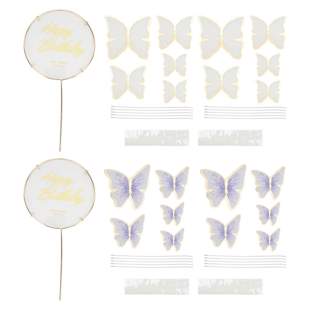 3 Sets Cake Insert 3D Color Cake Insert Card Cupcake Topper Birthday Wedding Par