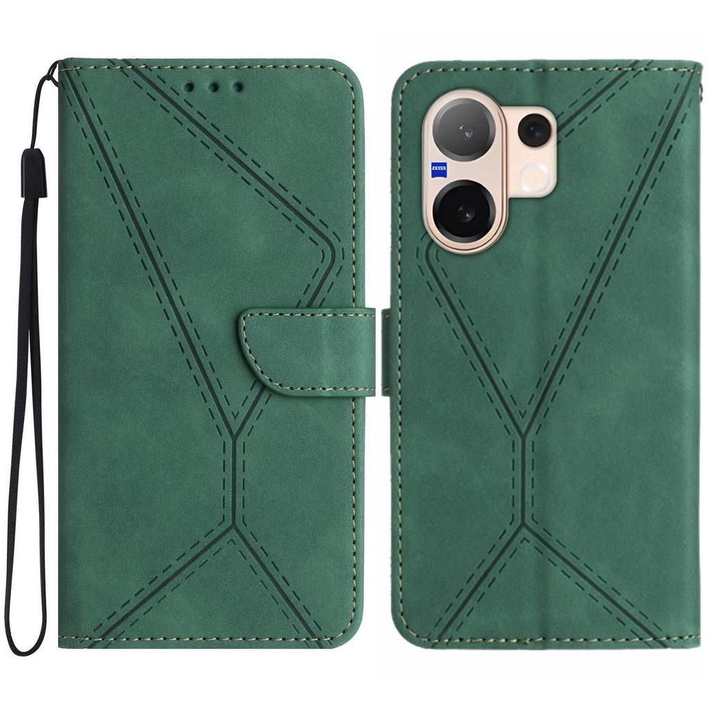 Для vivo V60 5G Чехол Кожаный на ощупь Тисненые линии PU кожаный откидной чехол для телефона