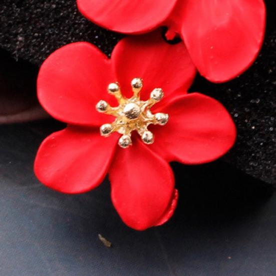 Серьги в форме цветка, двойные слои, 5 лепестков, контрастный цвет, женские украшения для ушей, антикоррозийные, легкие