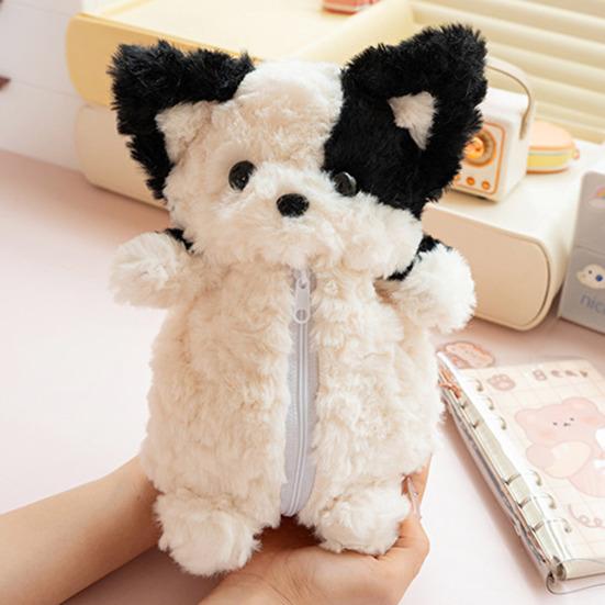 Plush Corgi Pencil Case Large Capacity Stationery Box Creative Animal Stationery Organizer for Pens Pencils Erasers