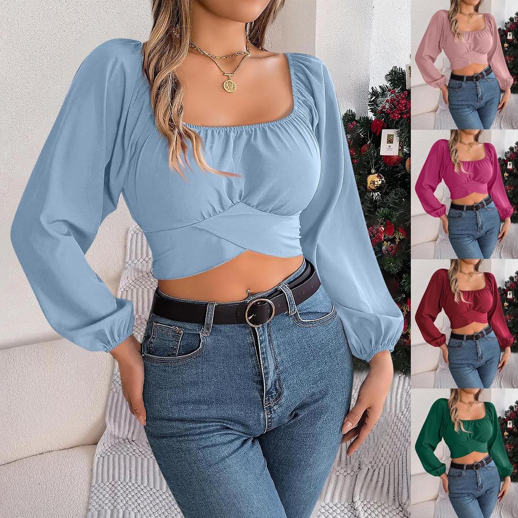 Women's Fashion Lace-Up Waist Chiffon Top