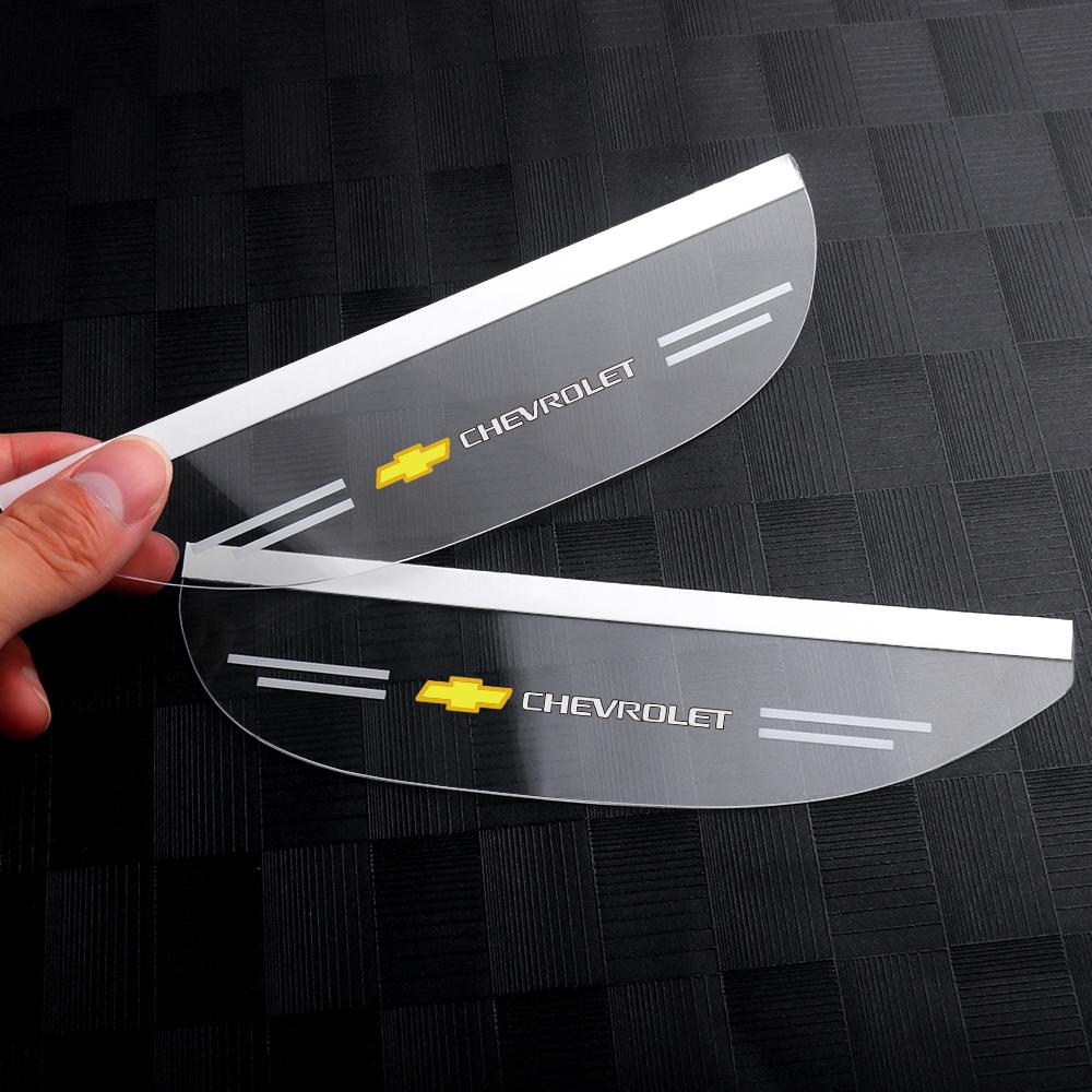 BQIXN1 2Pcs Car Rearview Mirror Rain Eyebrow PVC Sunshade Rainproof Sticker Accessory For Chevrolet Cruze Colorado Spark Captiva Malibu